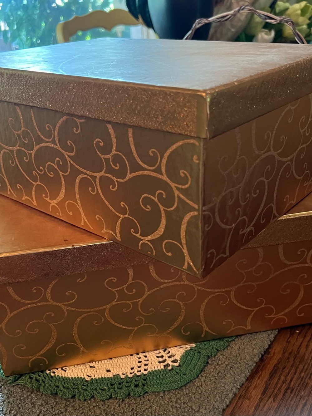 Decorative Gold Swirl Gift Boxes - Set